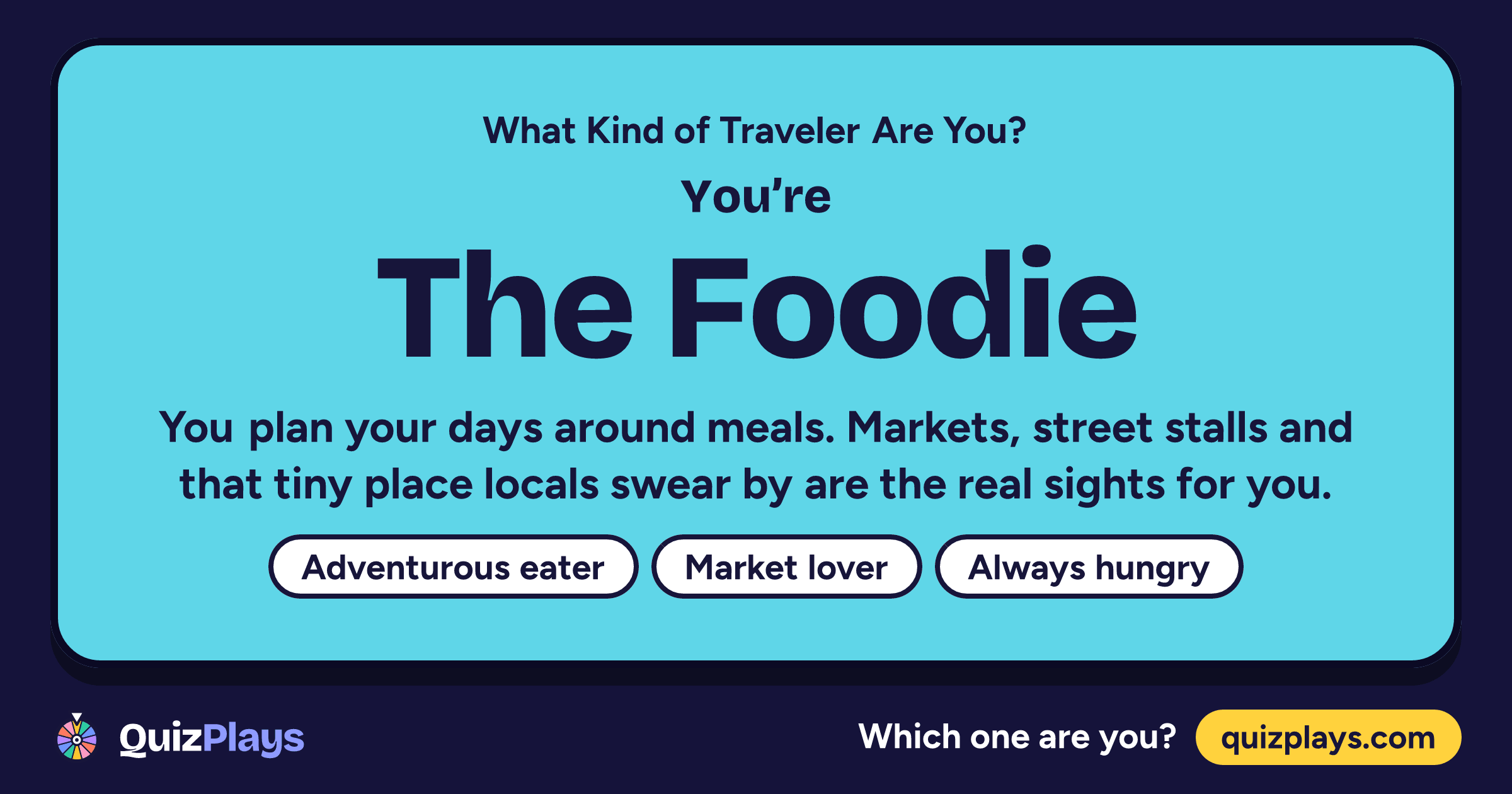 The Foodie result card from the What Kind of Traveler Are You? quiz