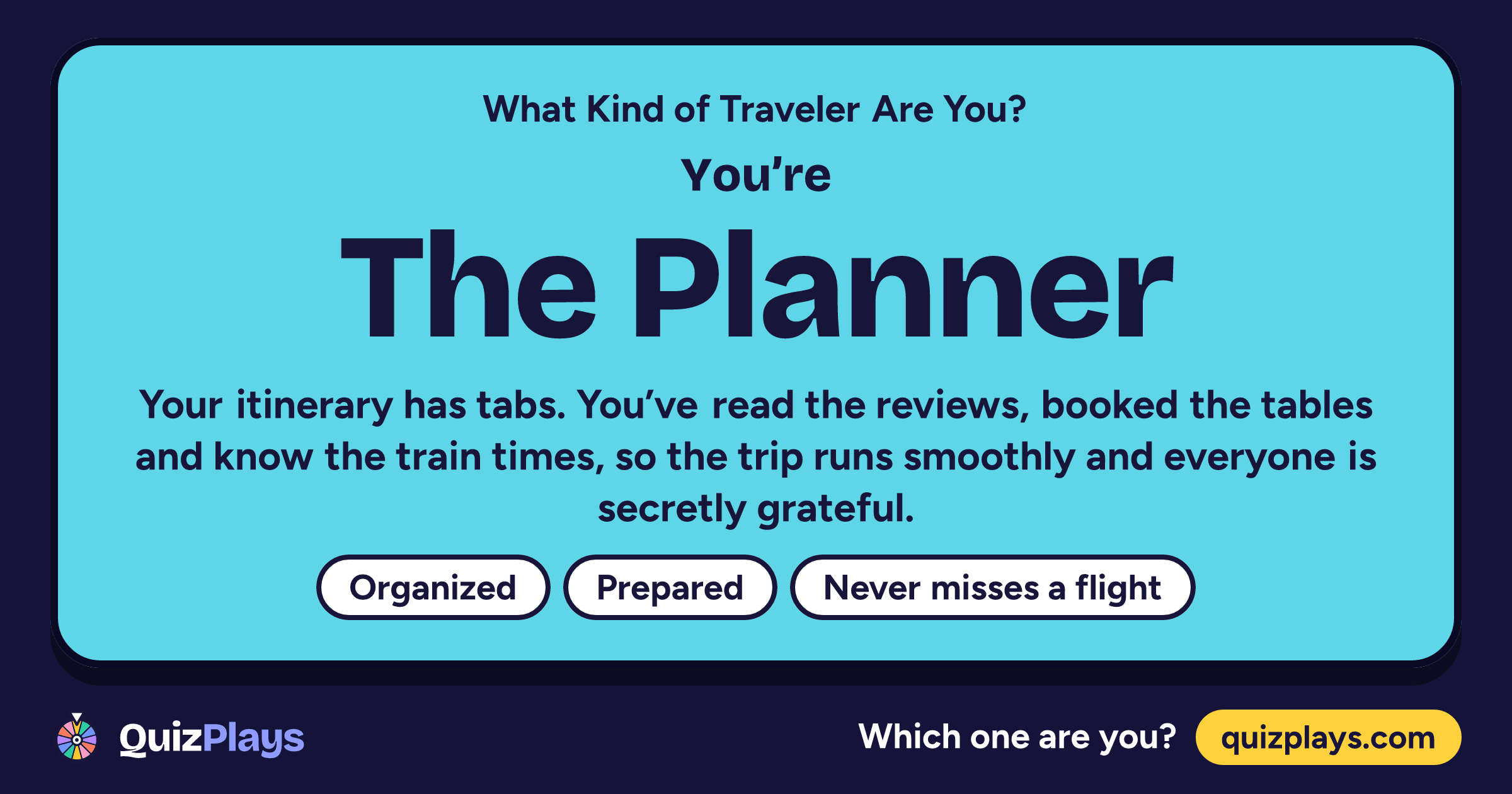The Planner result card from the What Kind of Traveler Are You? quiz