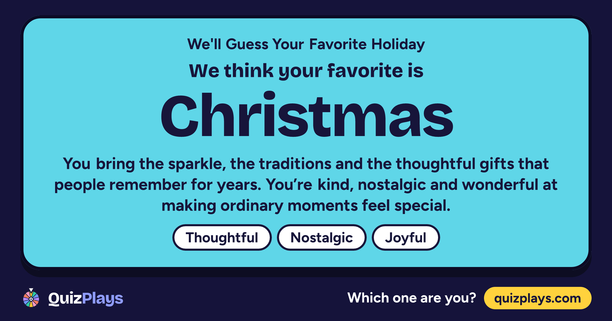 Christmas result card from the We'll Guess Your Favorite Holiday quiz