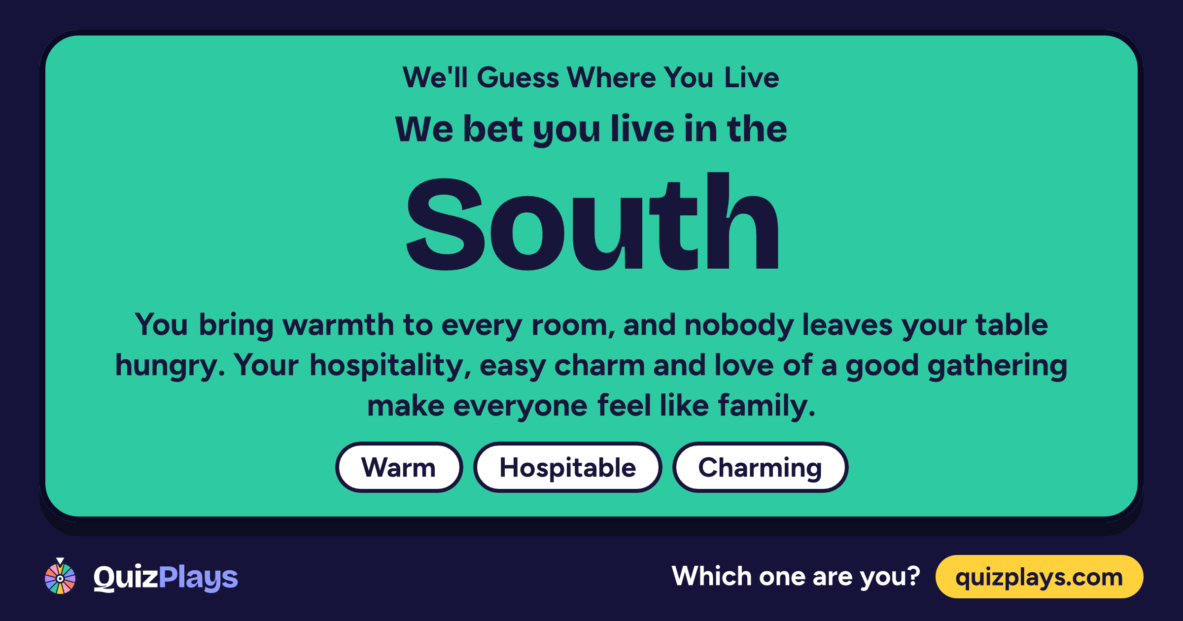South result card from the We'll Guess Where You Live quiz