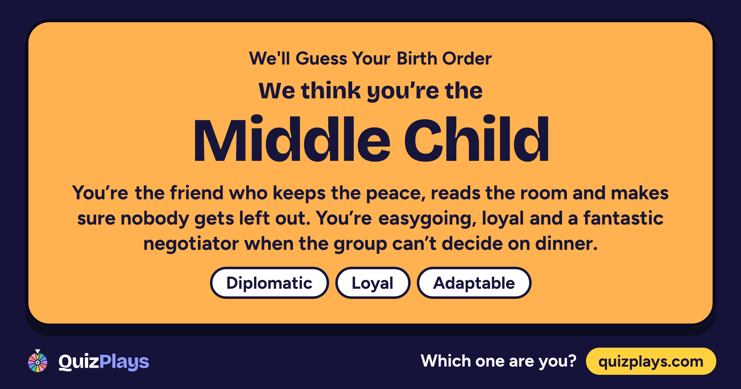 Middle Child result card from the We'll Guess Your Birth Order quiz