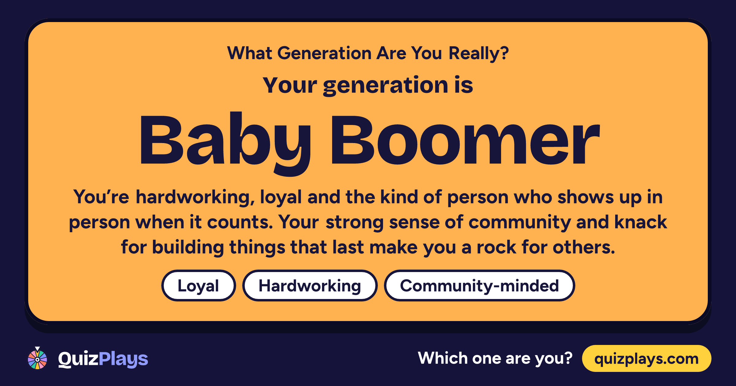 Baby Boomer result card from the What Generation Are You Really? quiz