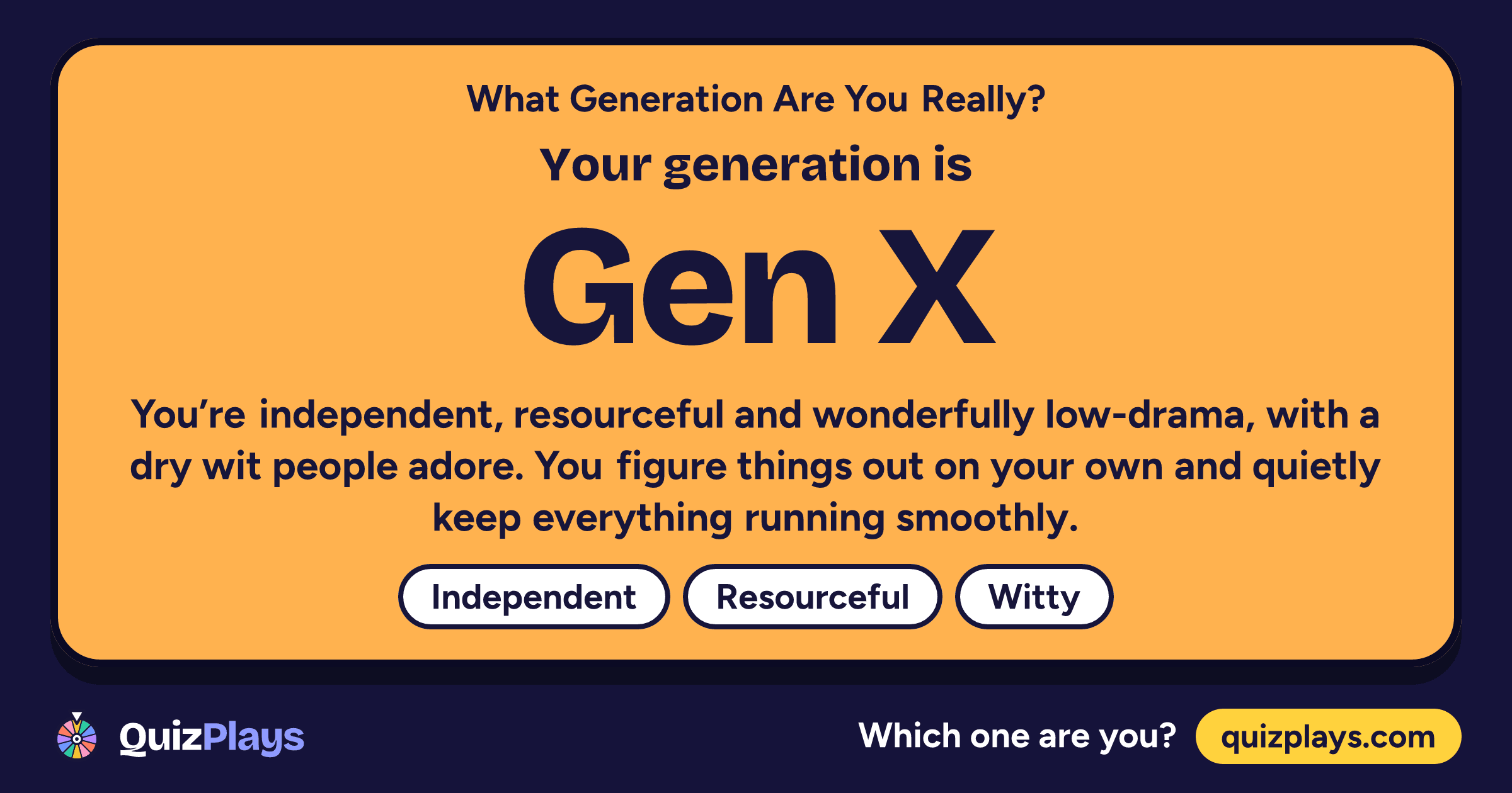 Gen X result card from the What Generation Are You Really? quiz