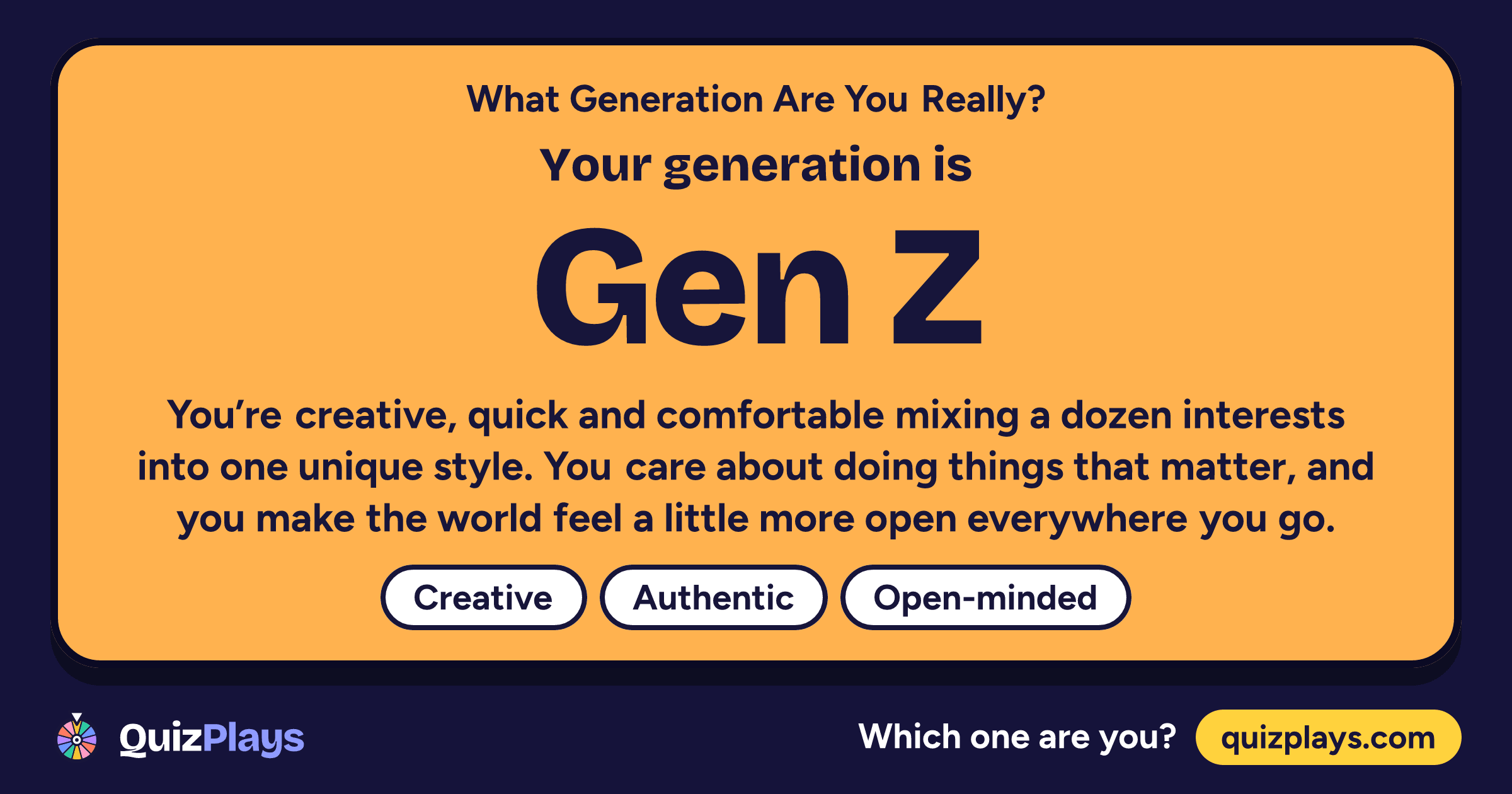 Gen Z result card from the What Generation Are You Really? quiz