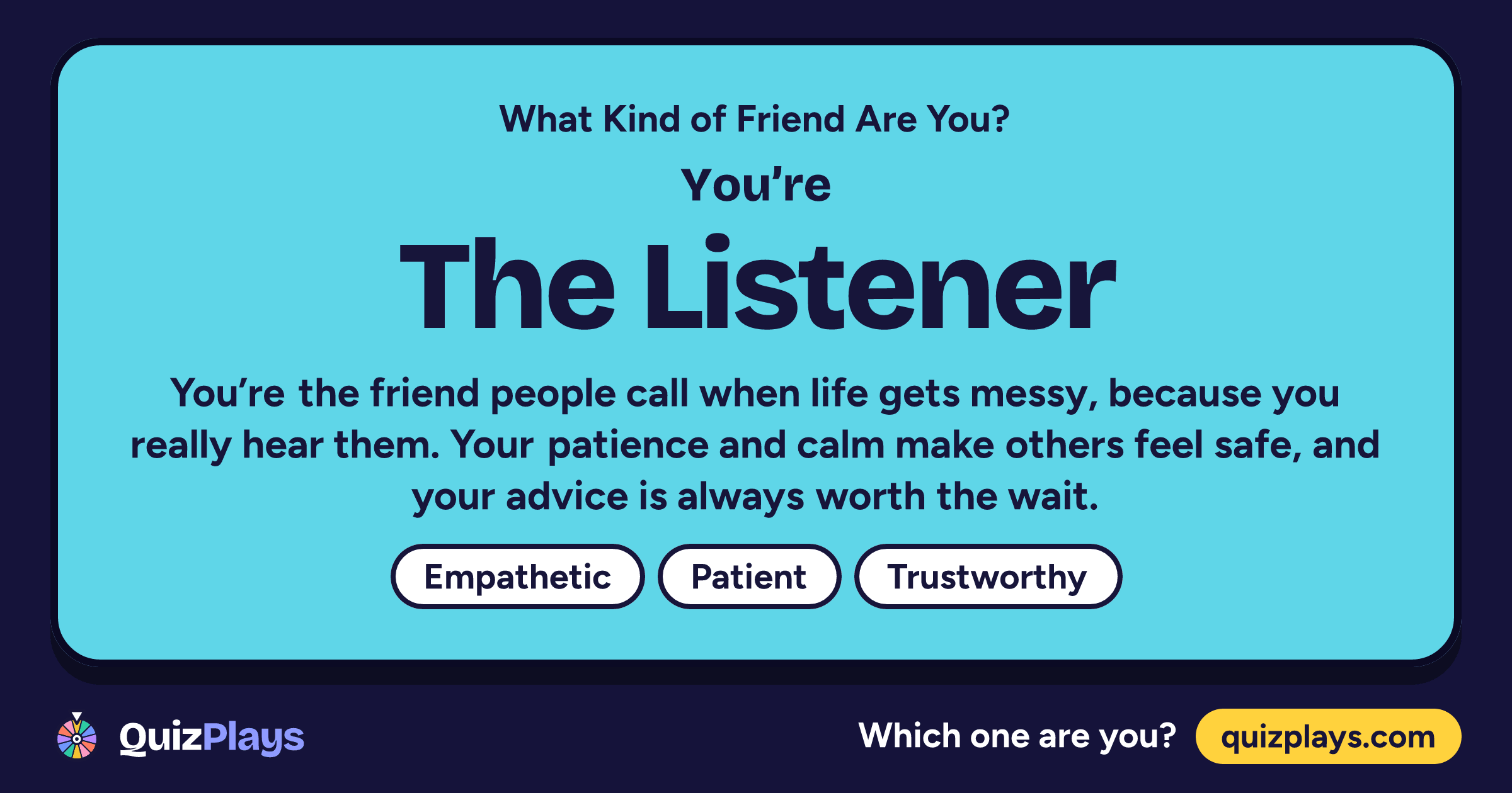 The Listener result card from the What Kind of Friend Are You? quiz