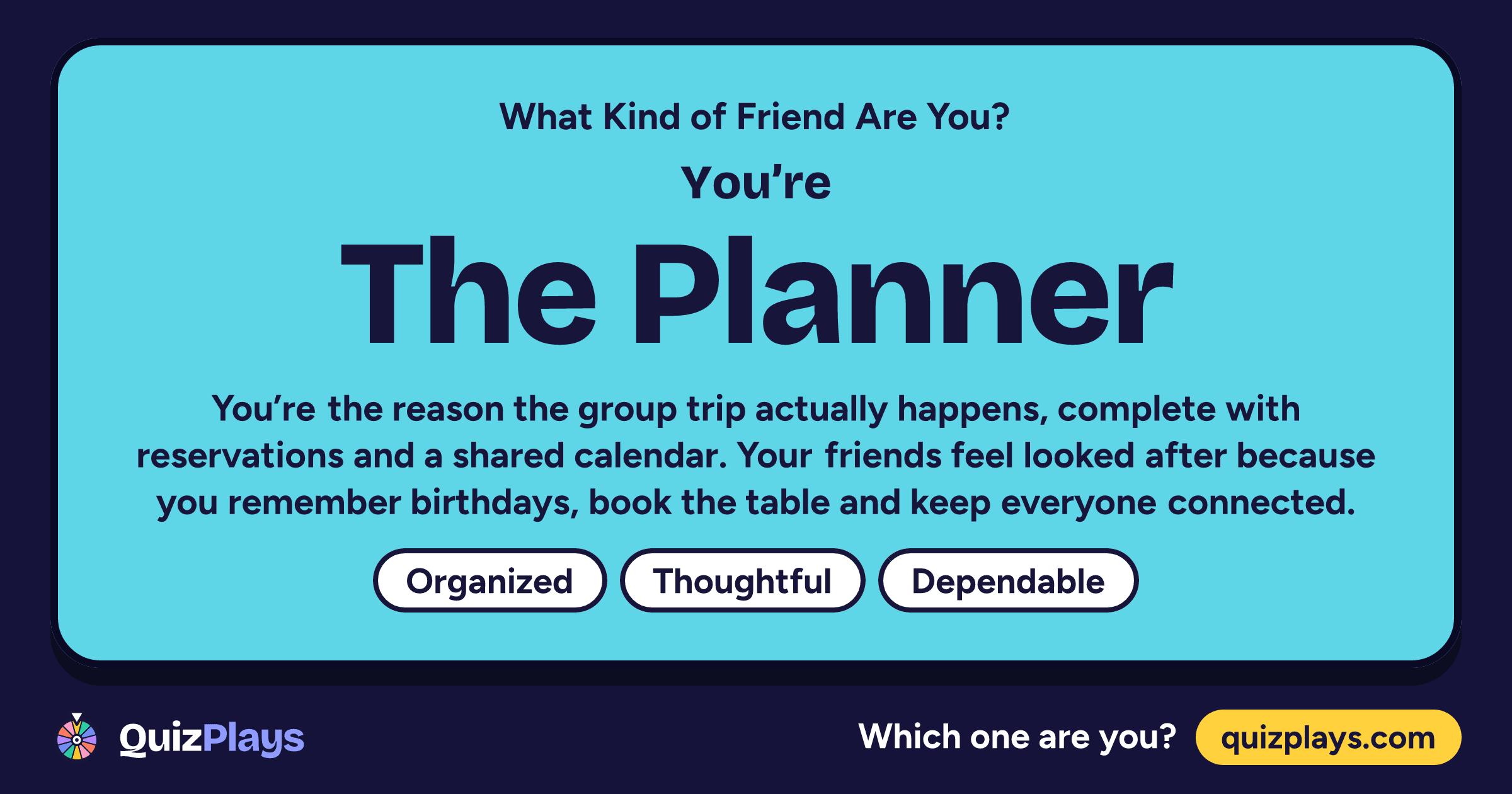 The Planner result card from the What Kind of Friend Are You? quiz