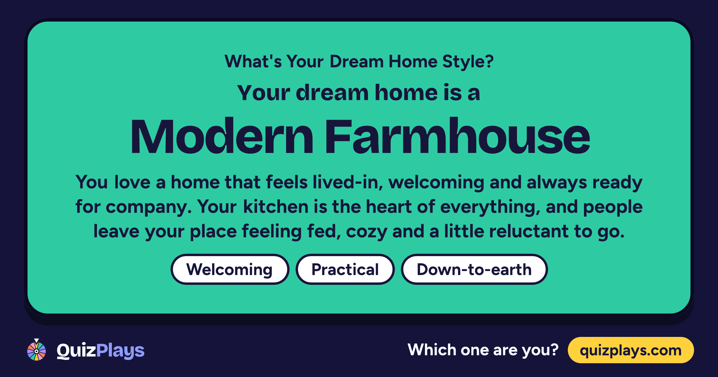Modern Farmhouse result card from the What's Your Dream Home Style? quiz