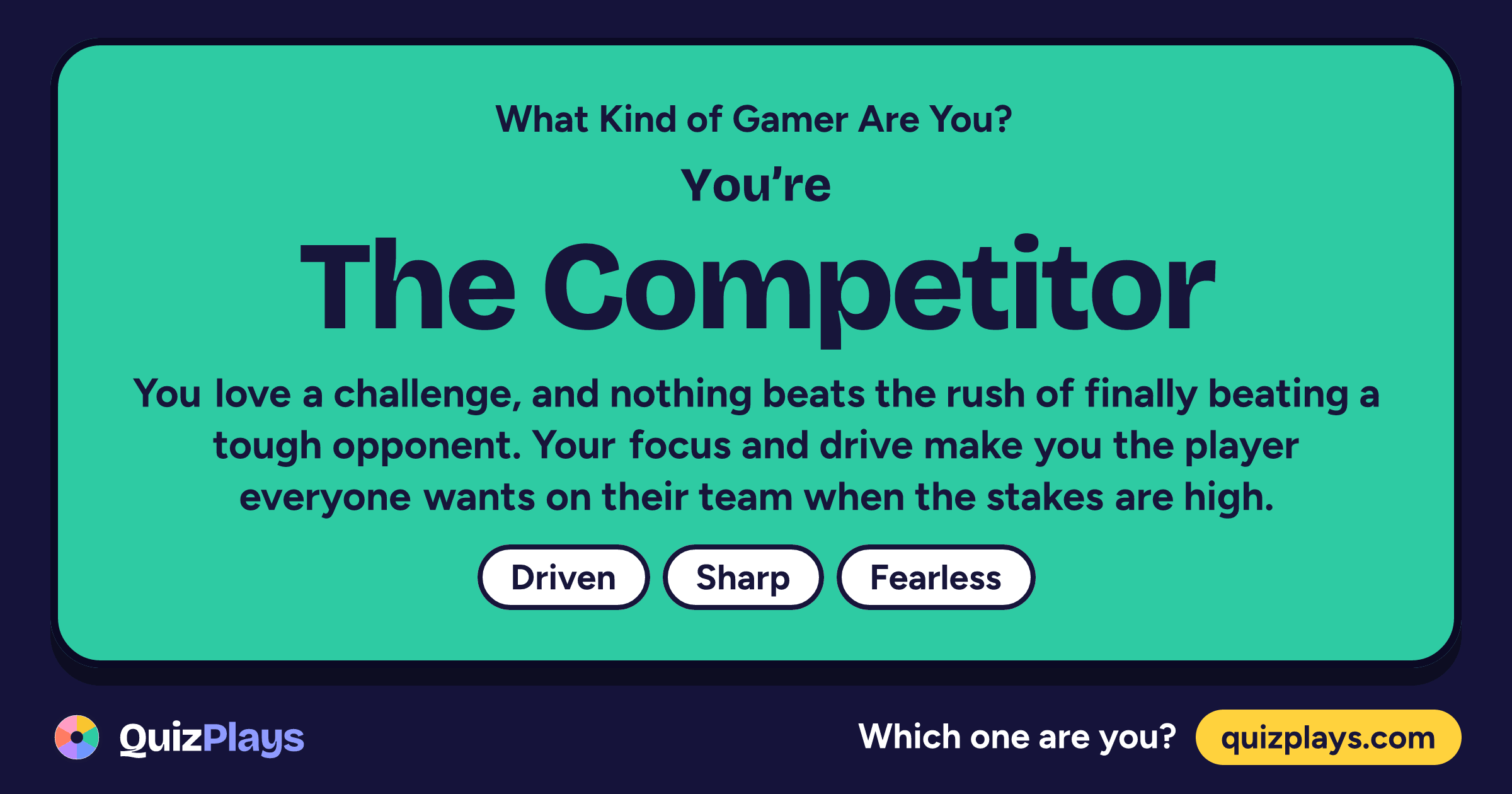 The Competitor result card from the What Kind of Gamer Are You? quiz
