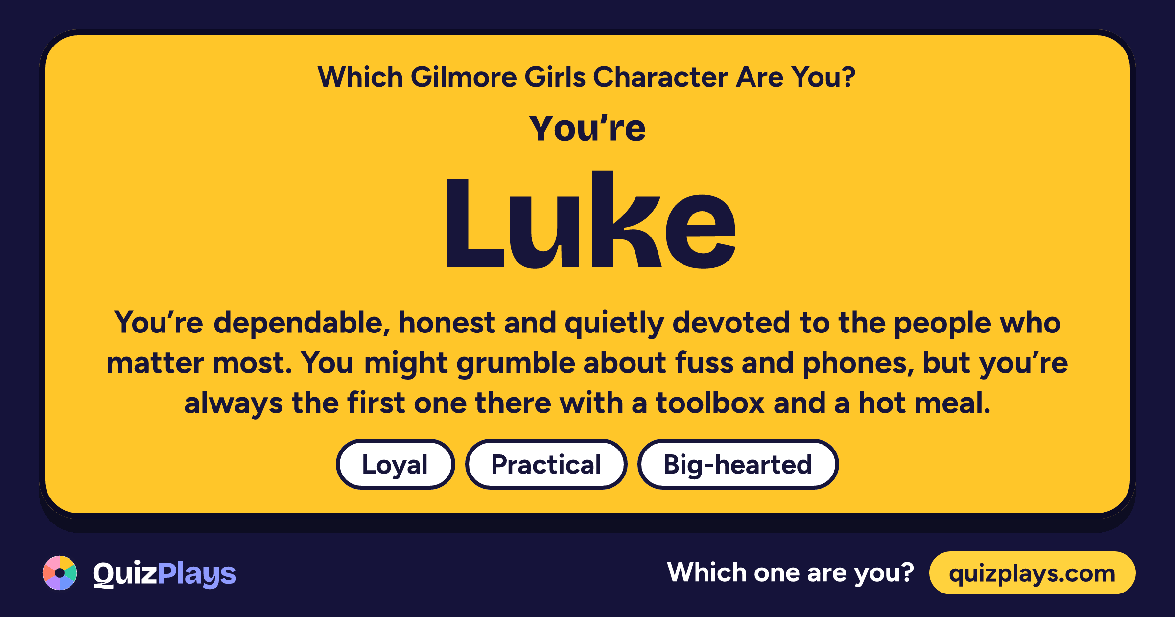 Luke result card from the Which Gilmore Girls Character Are You? quiz
