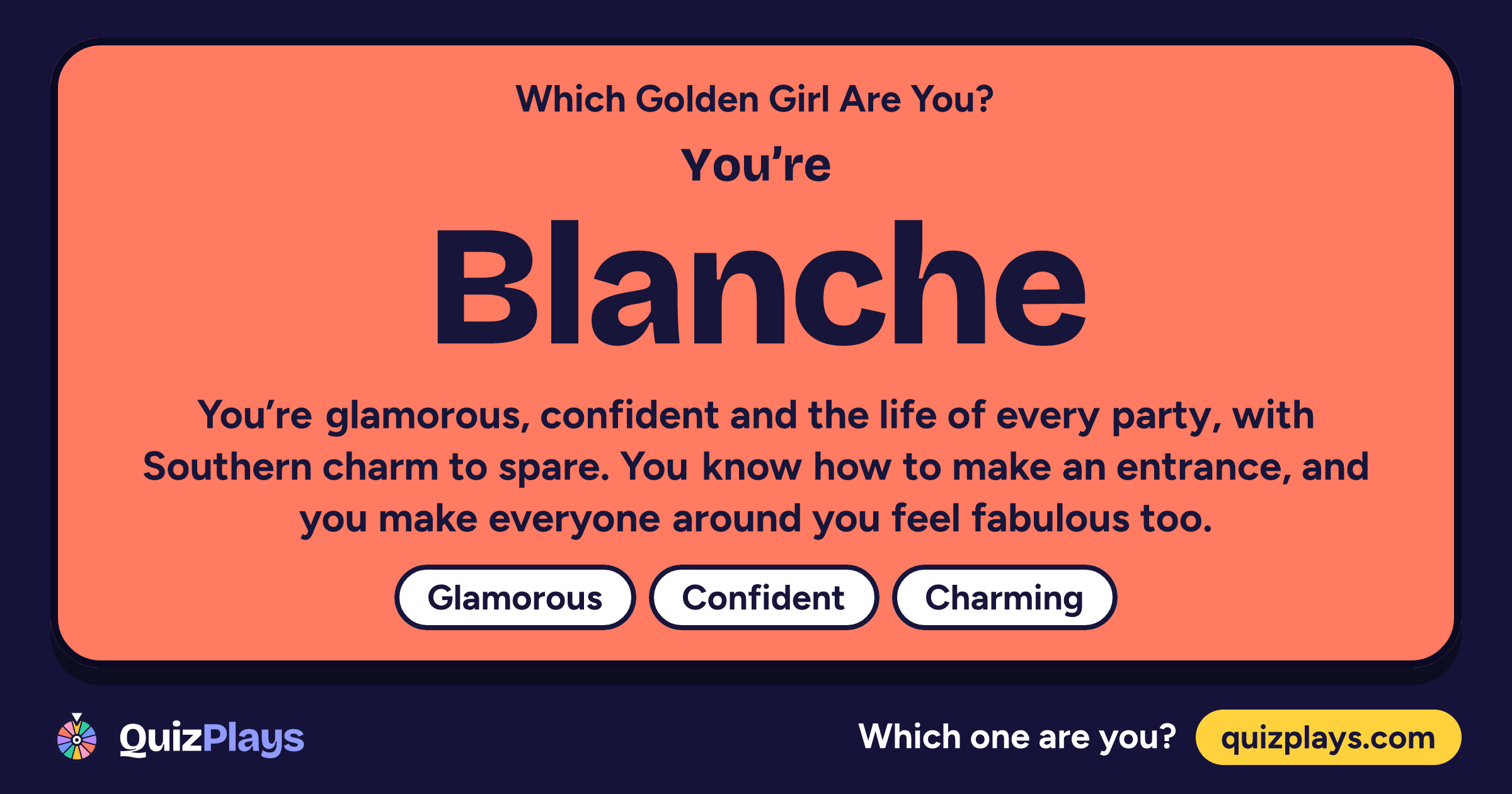 Blanche result card from the Which Golden Girl Are You? quiz