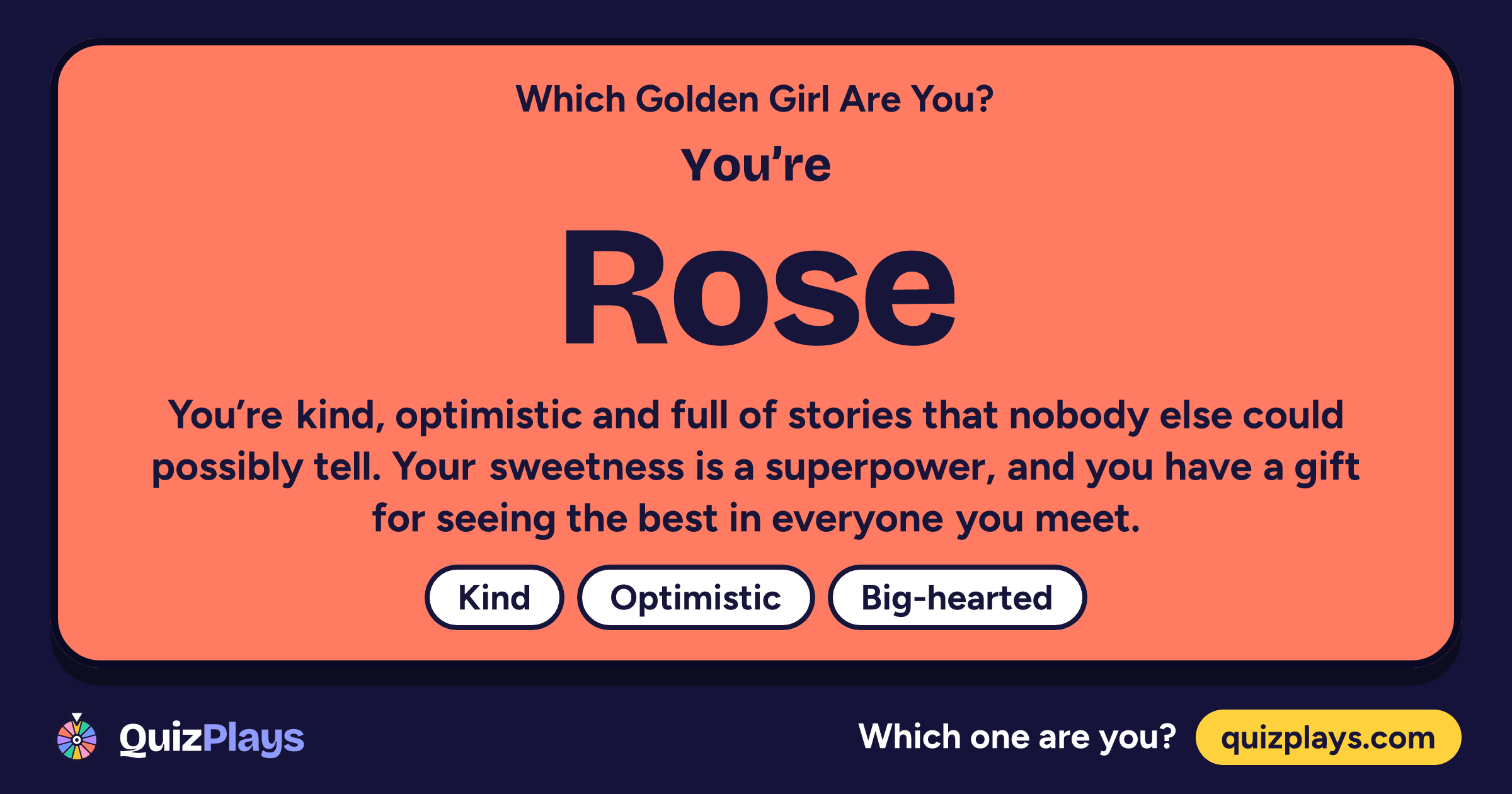 Rose result card from the Which Golden Girl Are You? quiz