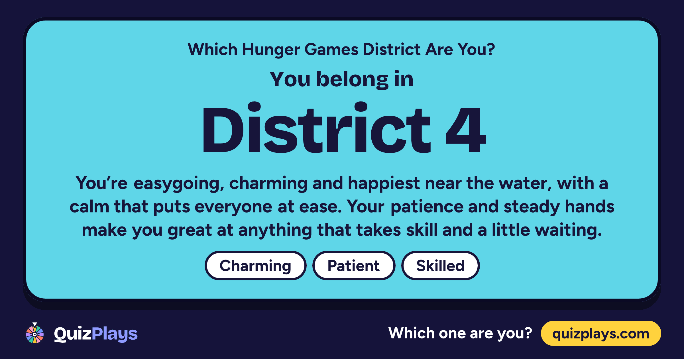 District 4 result card from the Which Hunger Games District Are You? quiz