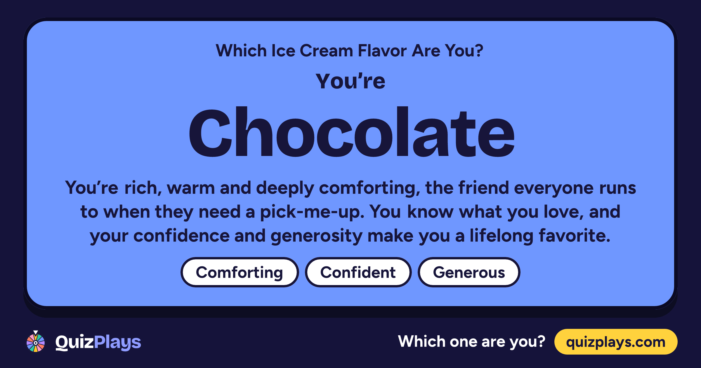 Chocolate result card from the Which Ice Cream Flavor Are You? quiz