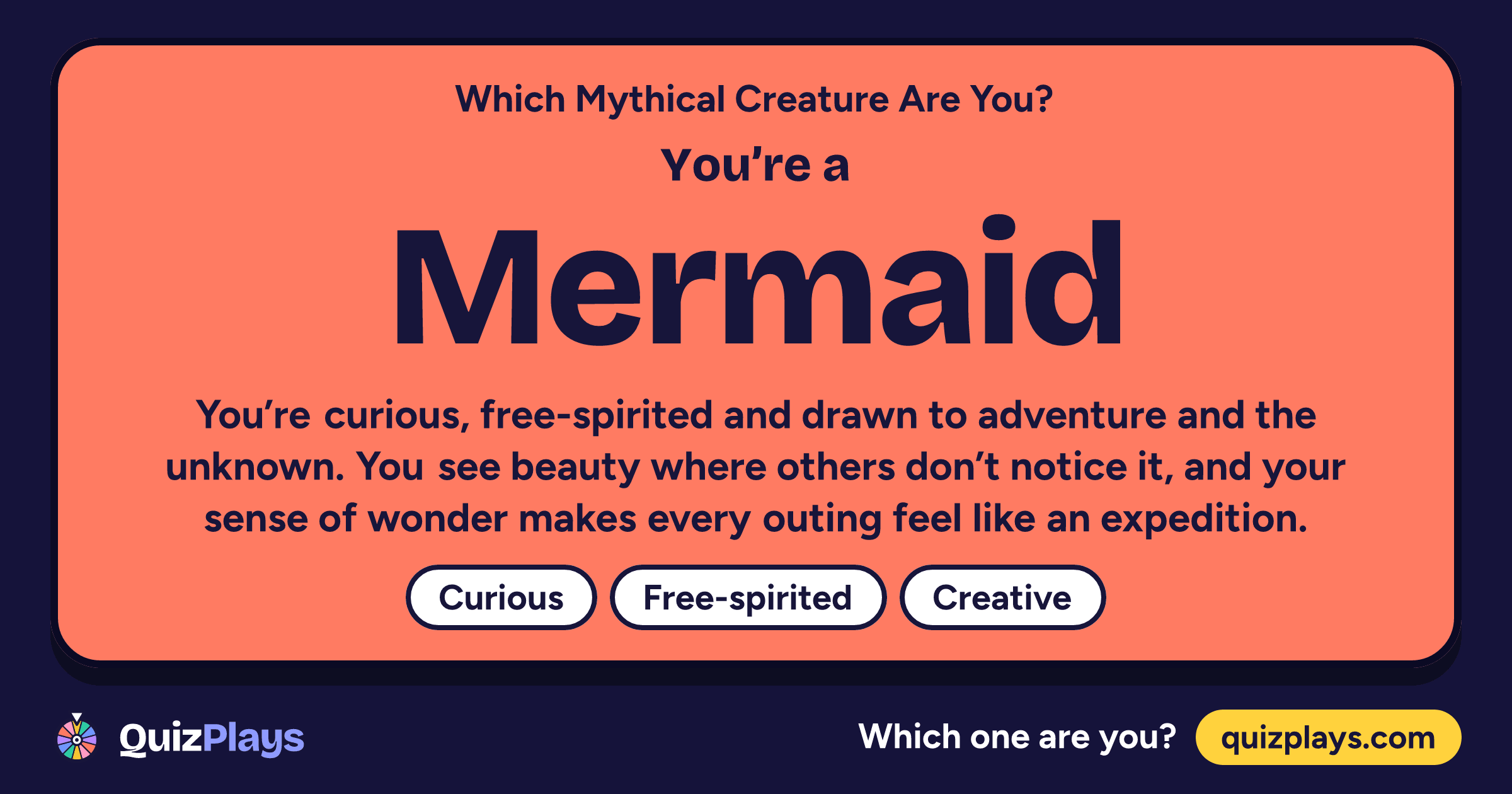 Mermaid result card from the Which Mythical Creature Are You? quiz