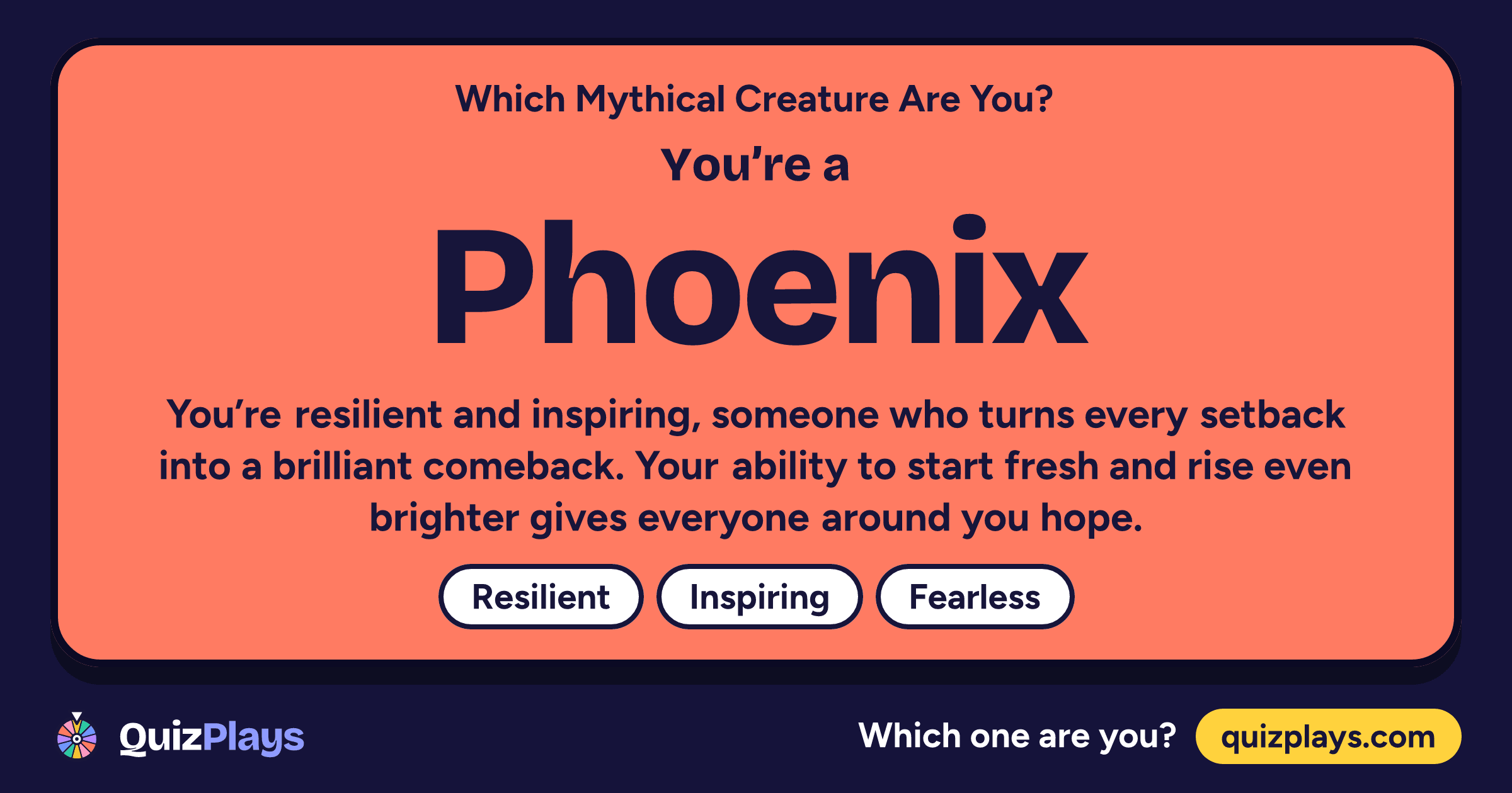 Phoenix result card from the Which Mythical Creature Are You? quiz