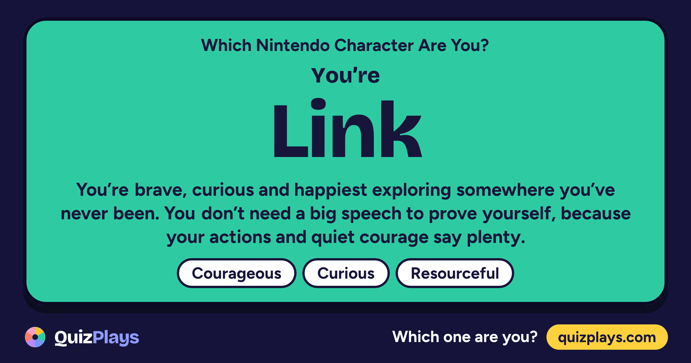 Link result card from the Which Nintendo Character Are You? quiz