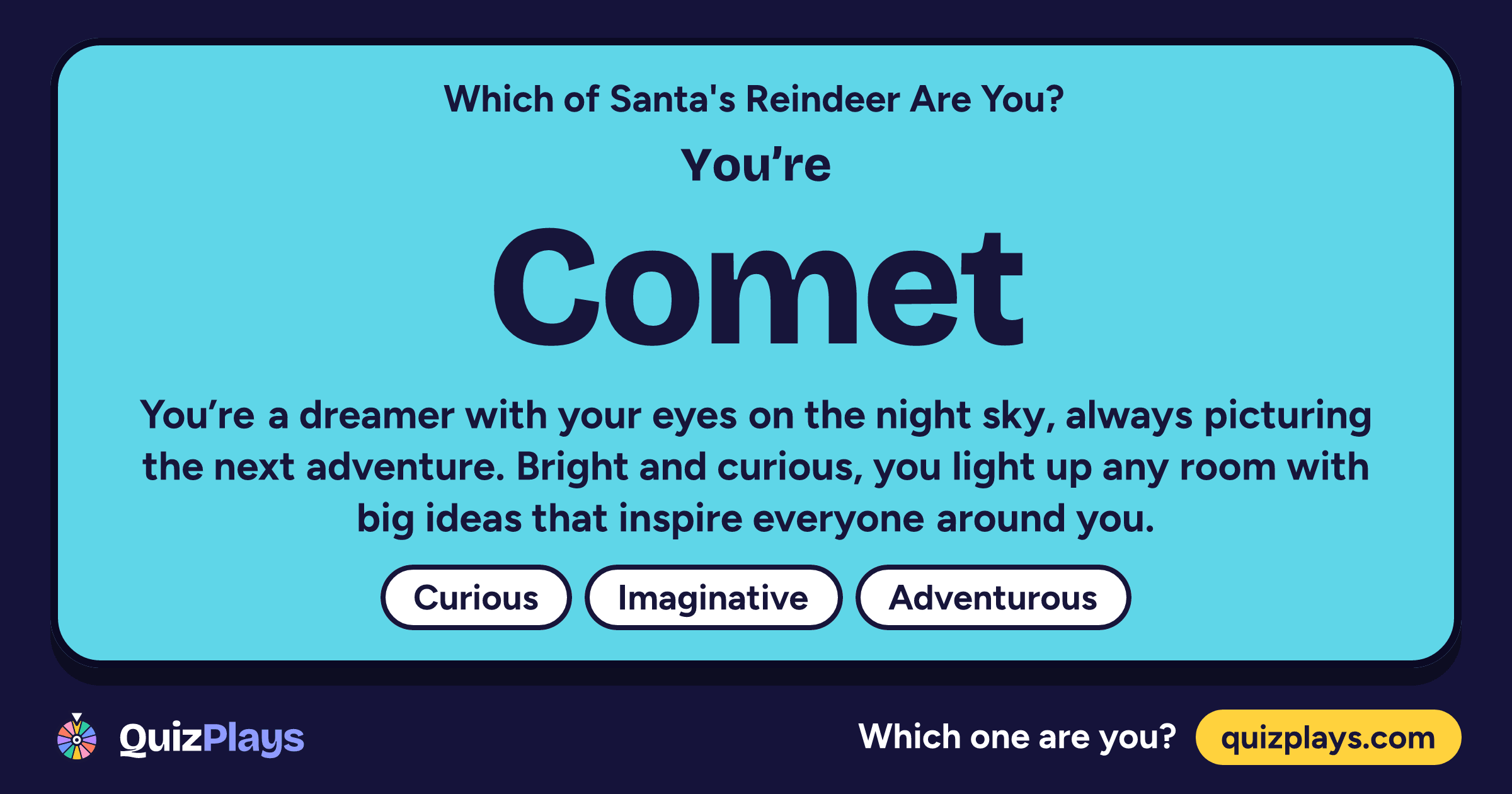Comet result card from the Which of Santa's Reindeer Are You? quiz