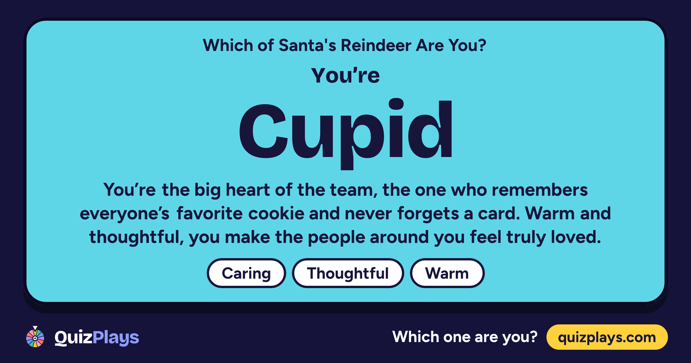 Cupid result card from the Which of Santa's Reindeer Are You? quiz