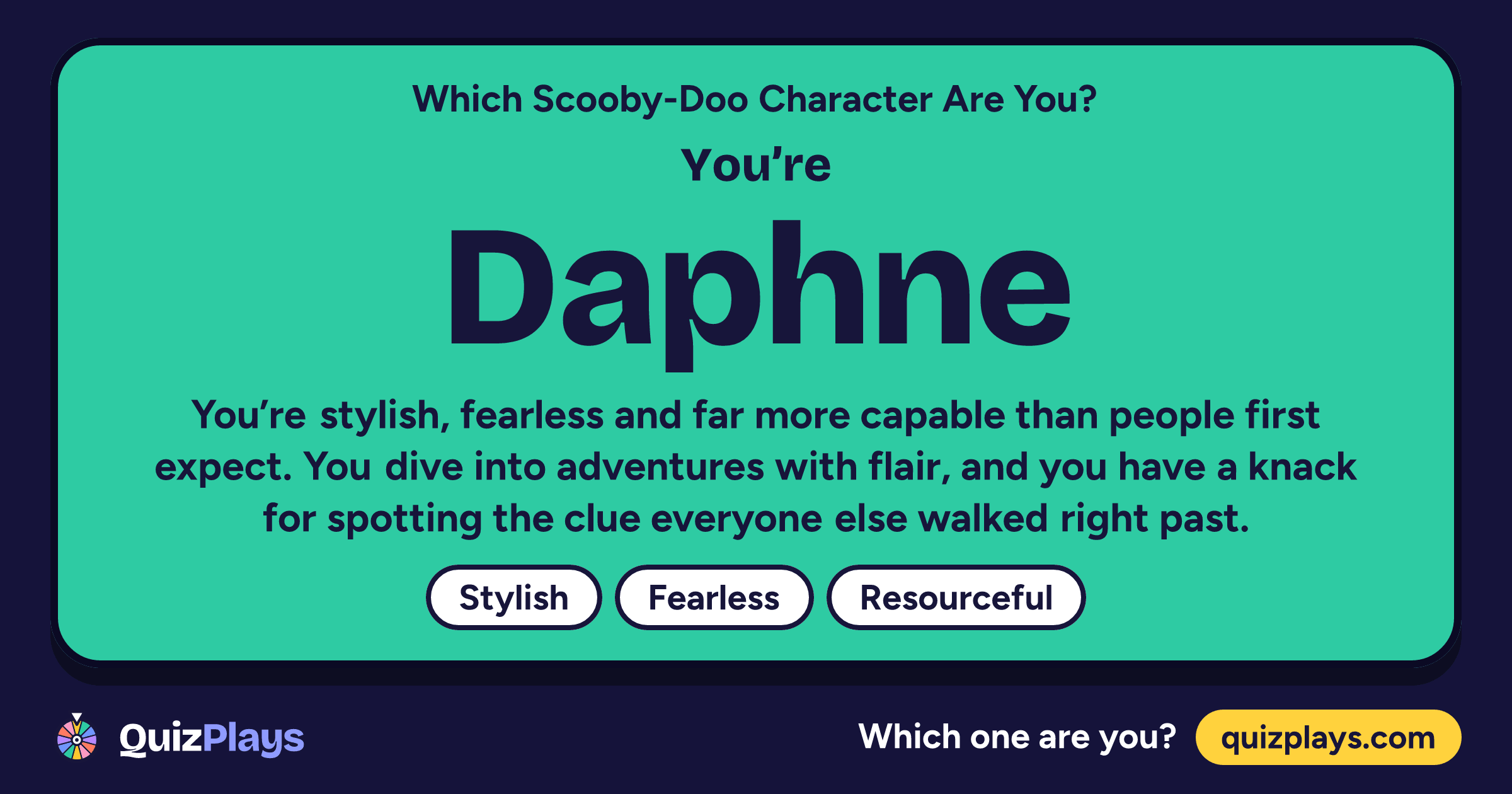Daphne result card from the Which Scooby-Doo Character Are You? quiz