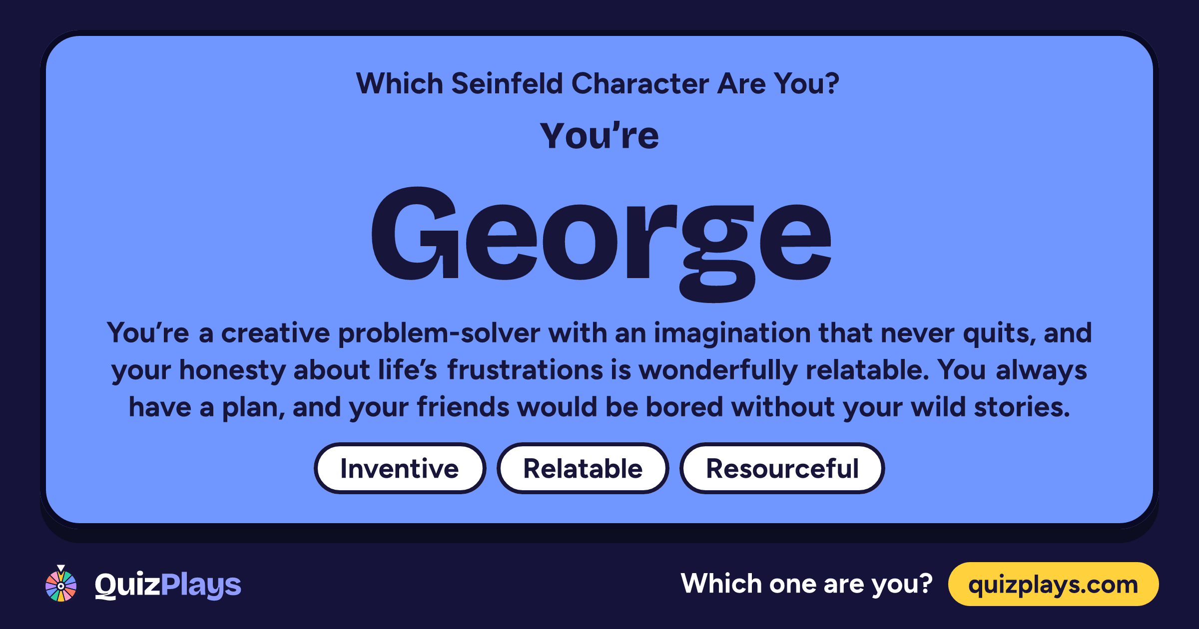 George result card from the Which Seinfeld Character Are You? quiz