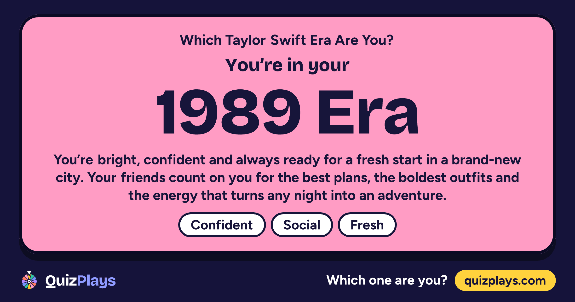 1989 Era result card from the Which Taylor Swift Era Are You? quiz