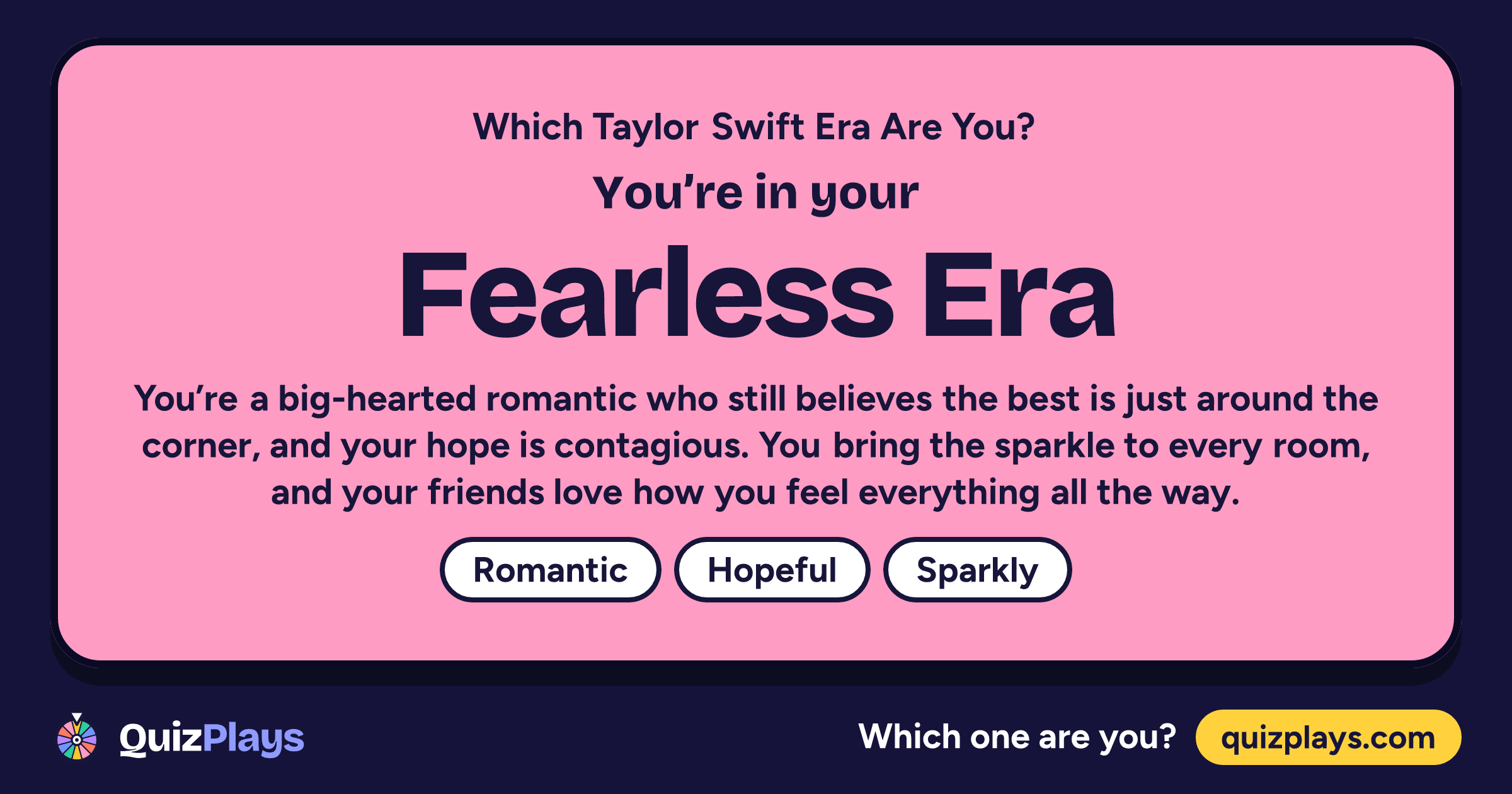 Fearless Era result card from the Which Taylor Swift Era Are You? quiz