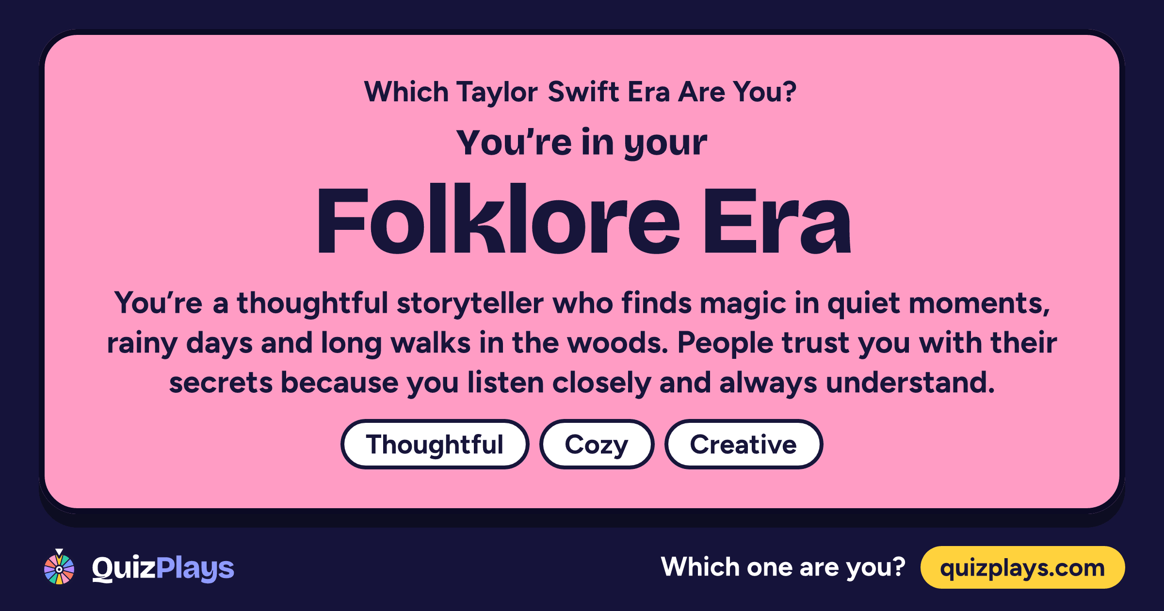 Folklore Era result card from the Which Taylor Swift Era Are You? quiz