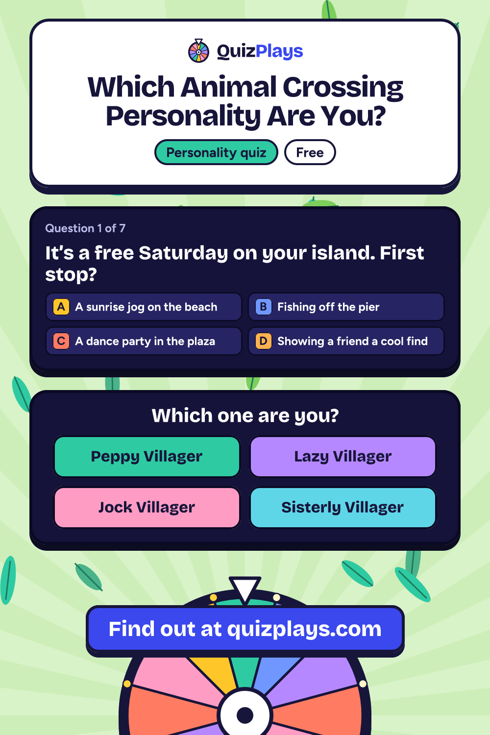Which Animal Crossing Personality Are You? pin with a sample question